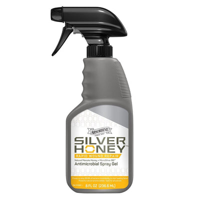 Silver Honey Spray Gel: Med-grade, kills 99.9% bacteria. Manuka honey, MicroSilver BG, touch-free, continuous wound care.