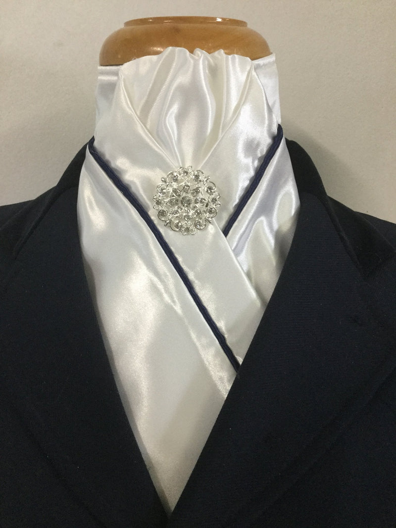 HHD Stock - White Satin with Navy Piping
