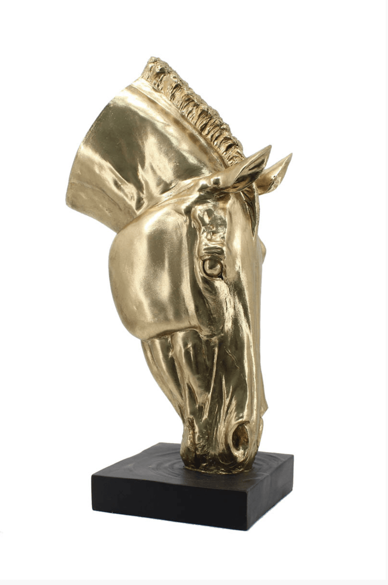Large Gold Horse Head Statue