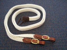 Red Centre Cotton Reins With Brass Fittings