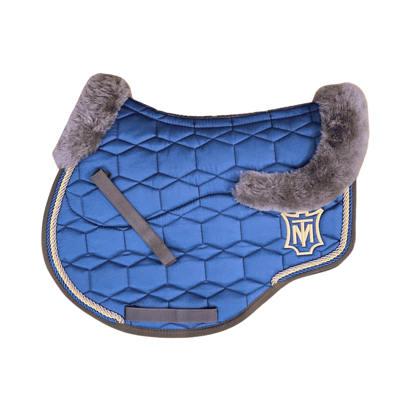 Mattes Eurofit Sheepskin Jump Saddlecloth - Blue / Taupe Sheepskin