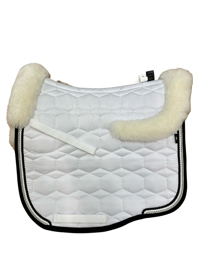 Mattes Eurofit Sheepskin Dressage Saddlecloth - White with Binding