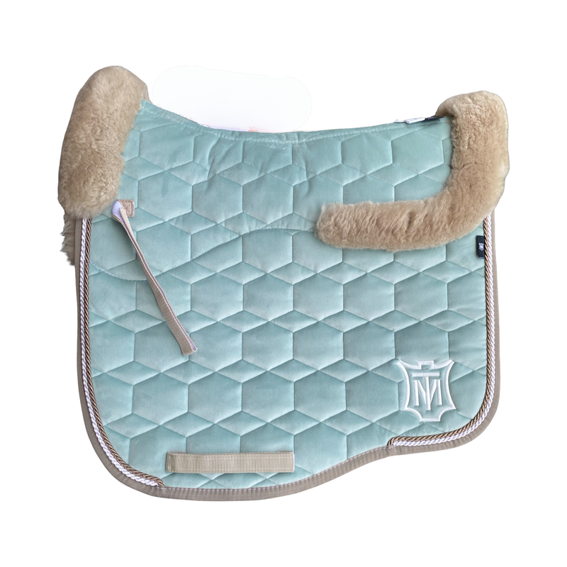 Mattes Eurofit Quilt Dressage Saddlecloth - Pale Jade / Platin Sheepskin