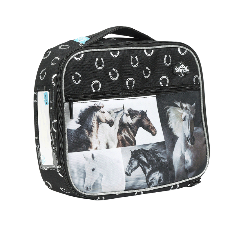 Spencil Black & White Horses Big Cooler Lunch Bag