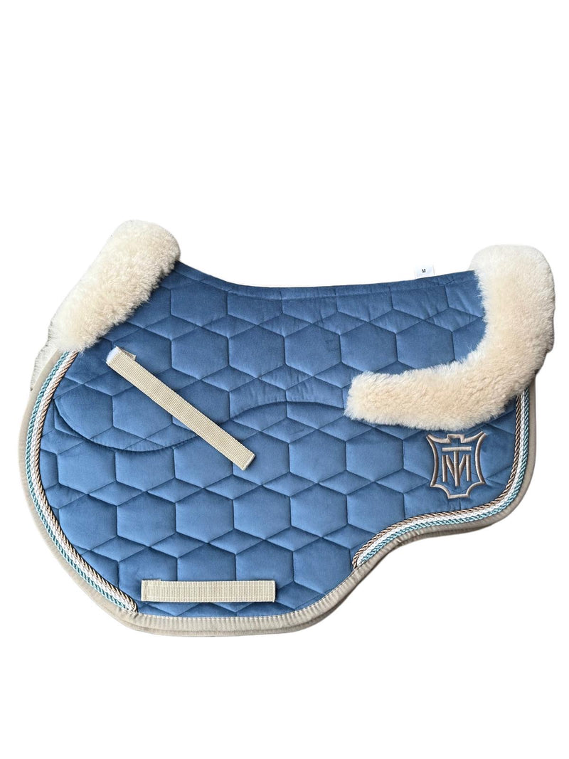 Mattes Eurofit Sheepskin Jump Saddlecloth - Cornet Blue Walnut / Linen Sheepskin