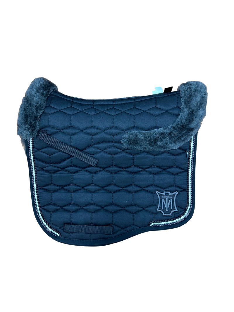Mattes Eurofit Sheepskin Dressage Saddlecloth - Black Sheen / Graphite Sheepskin