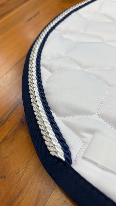 Mattes Eurofit Sheepskin Dressage Saddlecloth - White with Binding