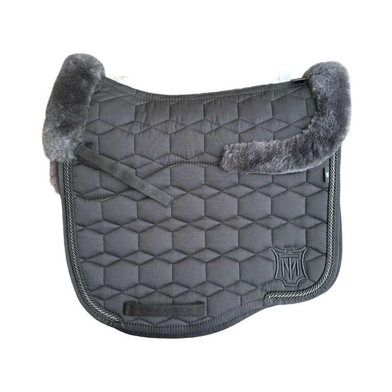 Mattes Eurofit Sheepskin Dressage Saddlecloth - Black / Black Sheepskin