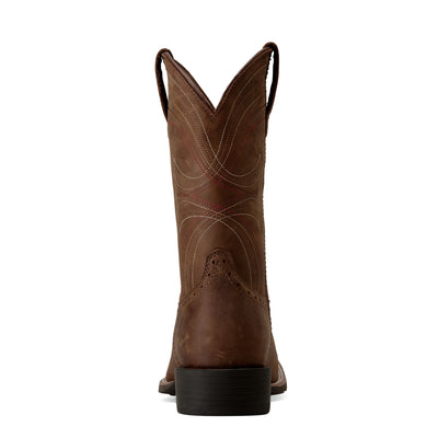 Back view of Ariat Men's Western Sport Wide Square Toe Boots showcasing the tall shaft, pull straps, and classic Western heel. Sold at Saddleworld Dural.