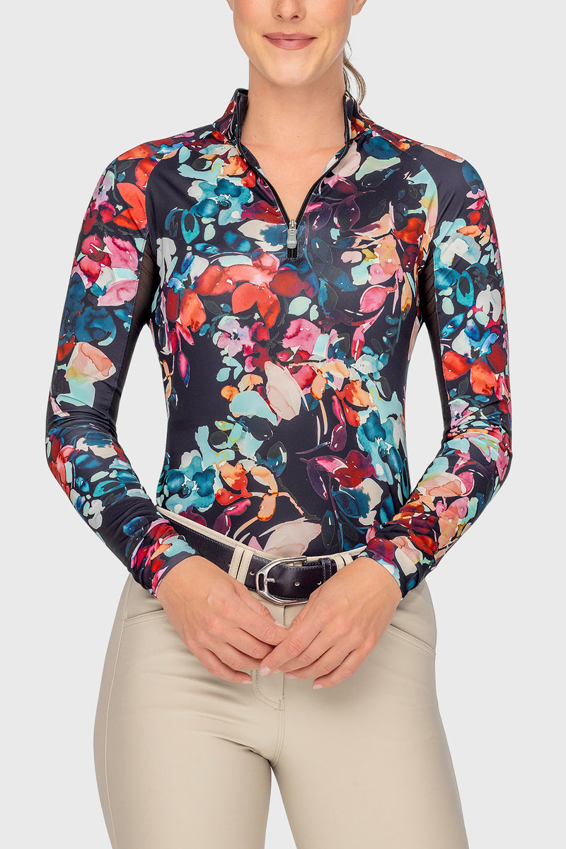 Kastel Black Watercolour Floral Long Sleeve Shirt