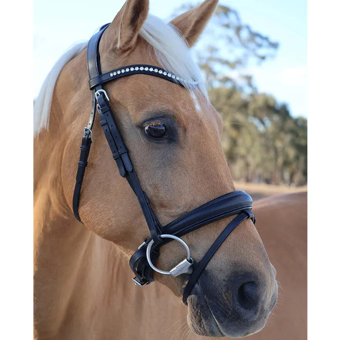 Grainge Dressage Snaffle with Crystal Curved Browband