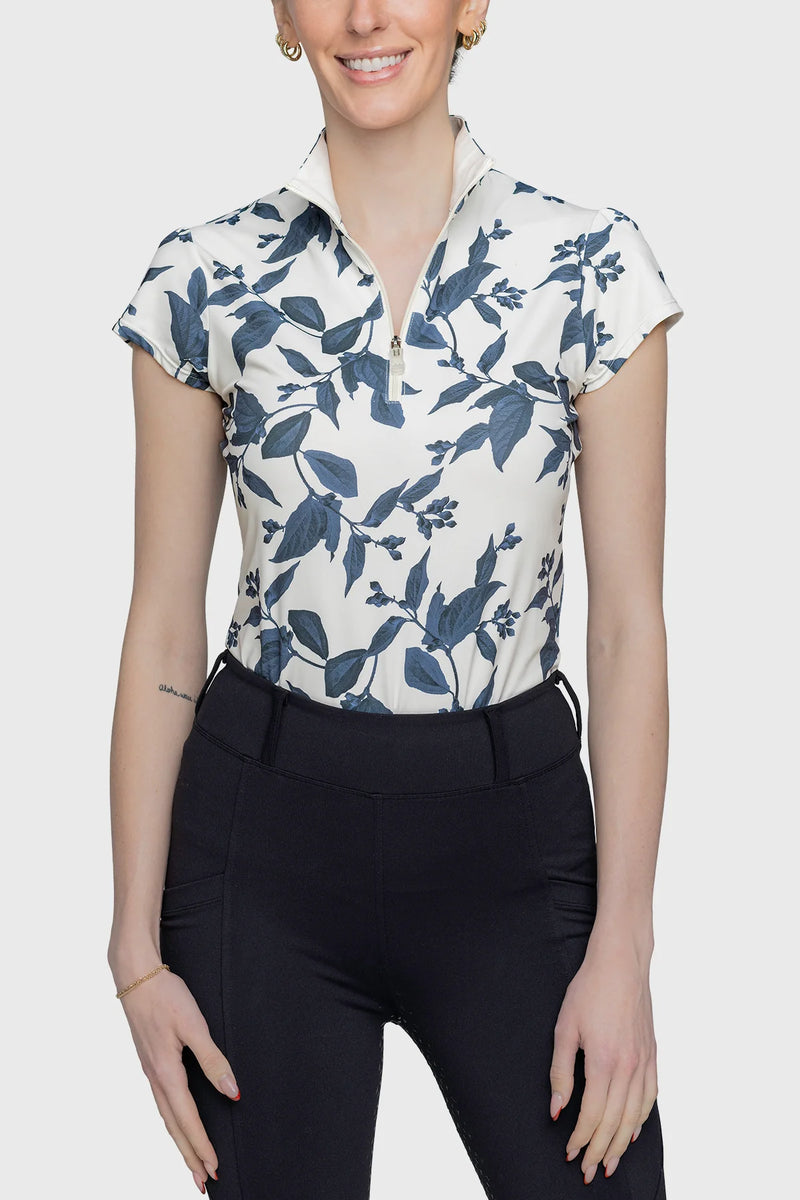 Kastel Indigo Leaf Cap Sleeve
