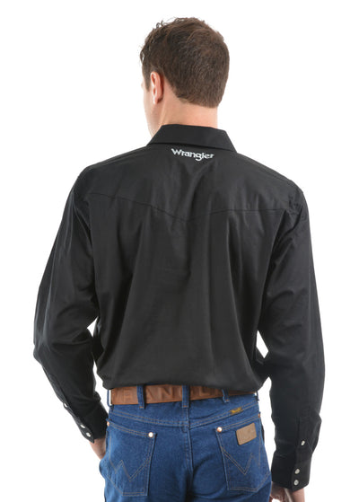 Wrangler Men's Logo Rodeo Long Sleeve Drill Shirt