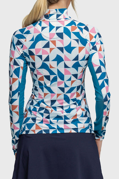 Kastel Geometric Turquoise Long Sleeve Shirt