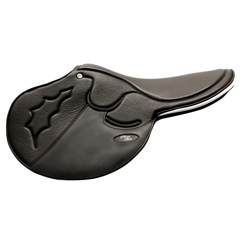 Discover StrideFree Deluxe Exercise Saddle: A-Grade leather, flexible design for horse comfort, and stainless steel stirrup