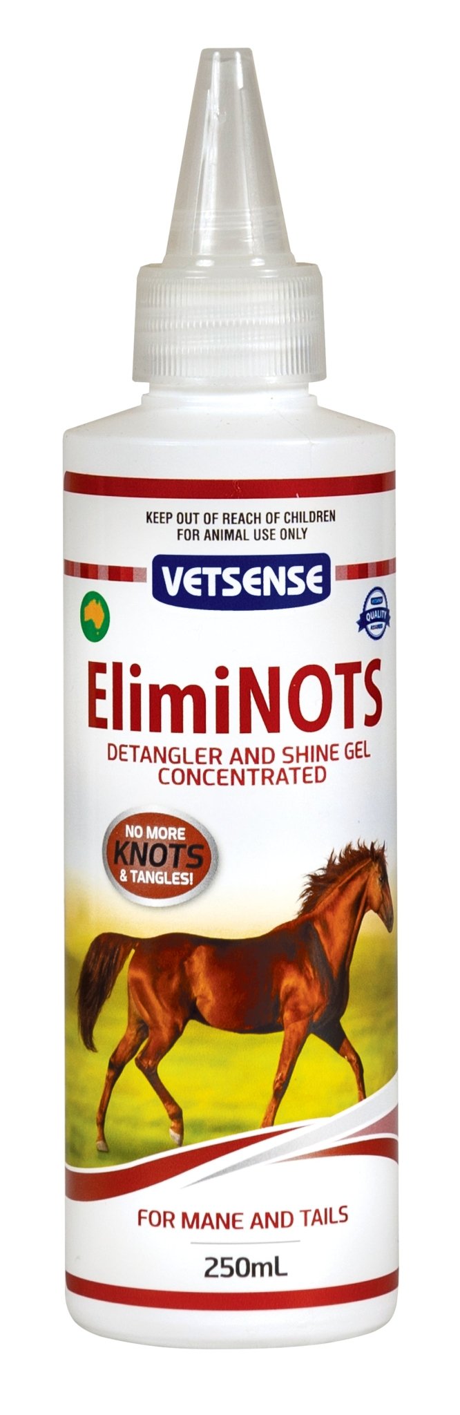 Image of Vetsense ElimiNOTS Detangler and Shine Gel Concentrated for Horses - available to purchase online from Saddleworld Dural.