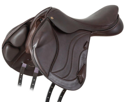 Image of brown Fairfax Eros Monoflap XC horse saddle. Available to buy from Saddleworld Dural online and in-store.