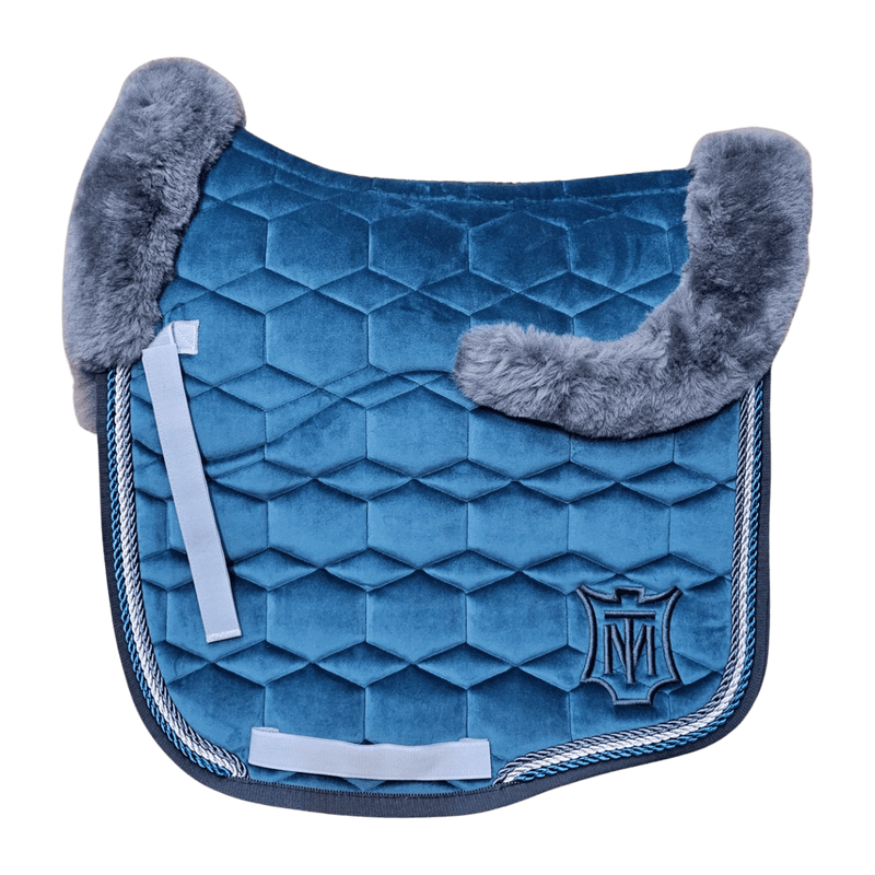 Mattes Eurofit Sheepskin Dressage Saddlecloth - Blue Moon / Dark Grey Sheepskin
